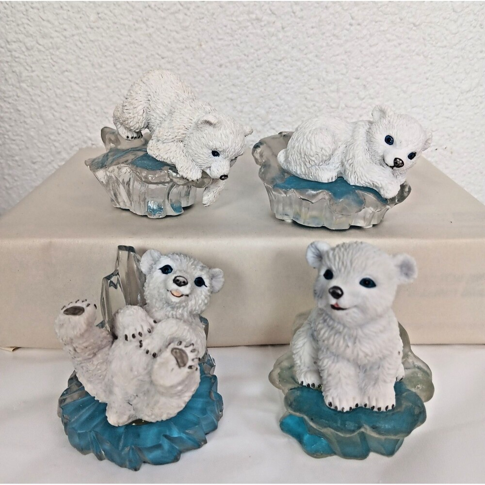 Polar Playmates Polar Bear Figurines The Hamilton Collection Lot of 4 Bears 1996